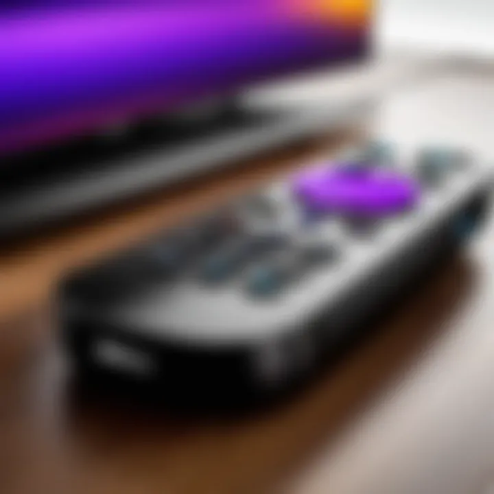 Close-up of the advanced remote control for the 55-inch Roku TV