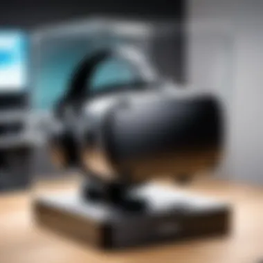 Oculus Rift Headset Display Case Oculus Rift headset on a display shelf