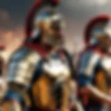 Warriors in ancient armor preparing for battle