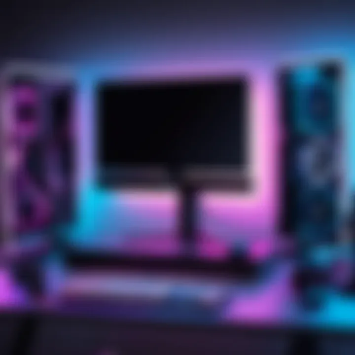 Sleek gaming PC with neon lights