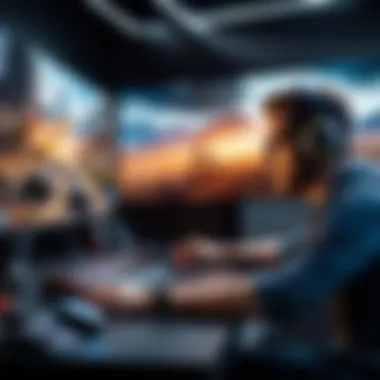 Immersive Gaming Experience with High-Performance Graphics Gamer immersed in a high-definition gaming environment powered by a premium graphics card