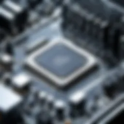 Close-up of a computer motherboard with components