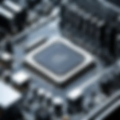 Close-up of a computer motherboard with components