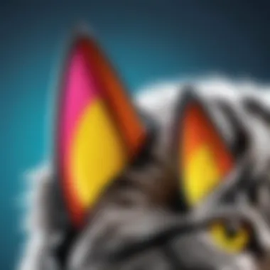 Close-up of vibrant clip-on cat ears showcasing design details