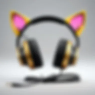 Stylish headphones adorned with clip-on cat ears