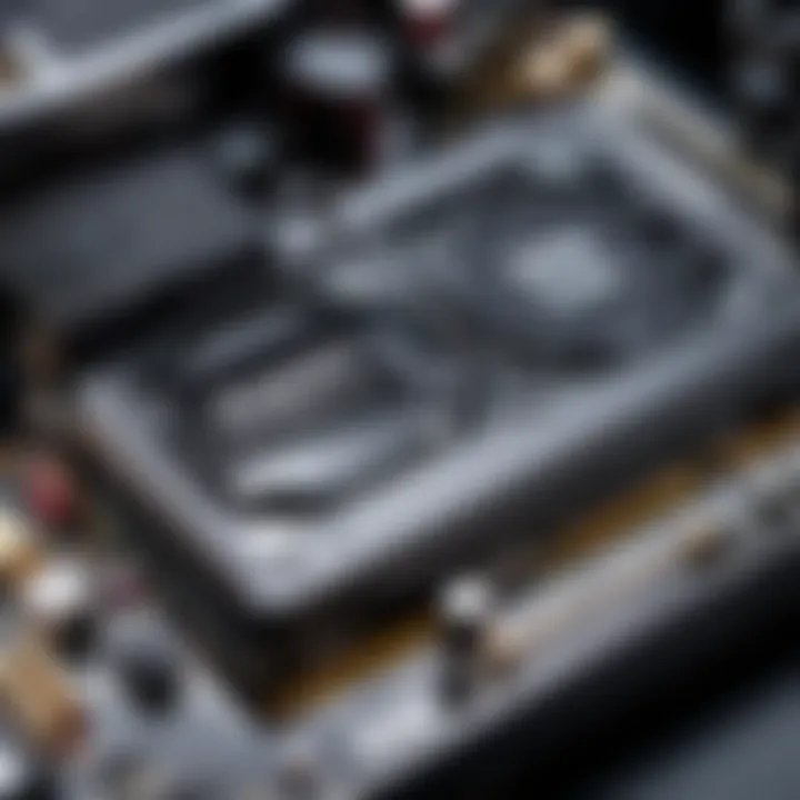 Close-up of a high-performance graphics card installed in a custom PC build