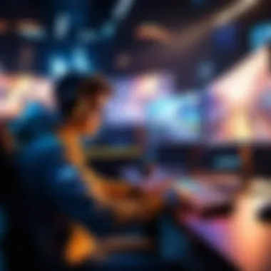 Dynamic Lighting Effects in Esports An esports player immersed in a game with dynamic lighting effects.