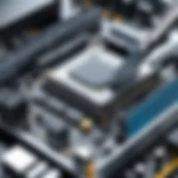 Computer motherboard being cleaned with a brush