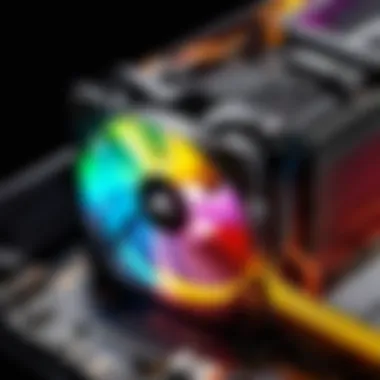 Detailed view of Corsair RGB RAM showcasing its vibrant lighting effects