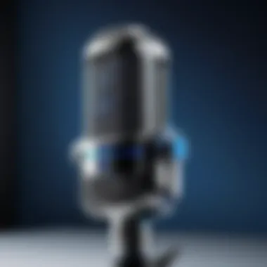 Elegant condenser microphone with blue accents