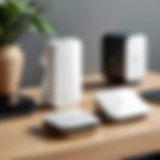 Visual representation of various WiFi booster types in a modern home setting