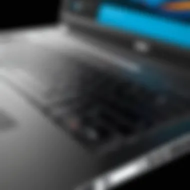 Close-up view of a modern laptop showcasing its sleek design and ports.