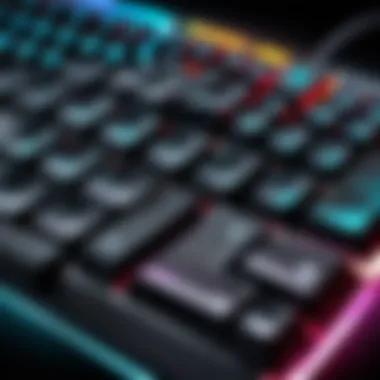 Close-up of RGB Backlit Logitech Gaming Keyboard