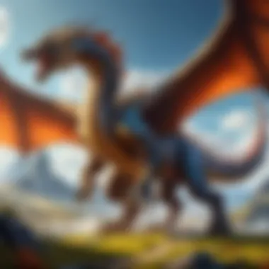 Giant dragon soaring over a vast landscape