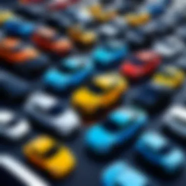 Diverse Genres in Car Gaming A vibrant scene showcasing various car game genres