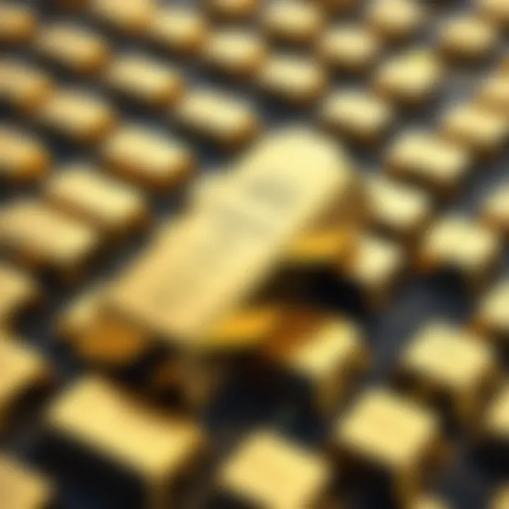 An abstract representation of gold-backed securities on a stock market graph.