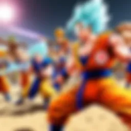 Illustration of a fierce battle scene in a Dragon Ball game on a computer