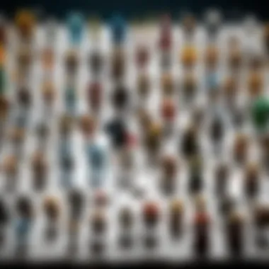 Diverse Character Miniatures Collection A collection of diverse character miniatures representing various races and classes