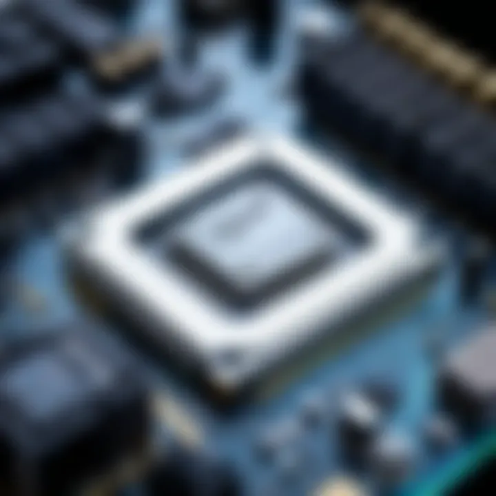 Close-up of computer hardware highlighting RAM components