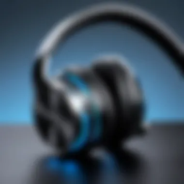 Sleek Design of Bluetooth Headphones A close-up view of a high-quality Bluetooth headphone showcasing its sleek design.