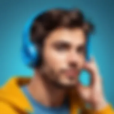 Enjoying Music with Bluetooth Headphones A user enjoying listening to music with Bluetooth headphones in a vibrant environment.