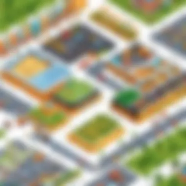 Resource Management Strategies in Society Building Games A strategic layout of resource management in a society building game.