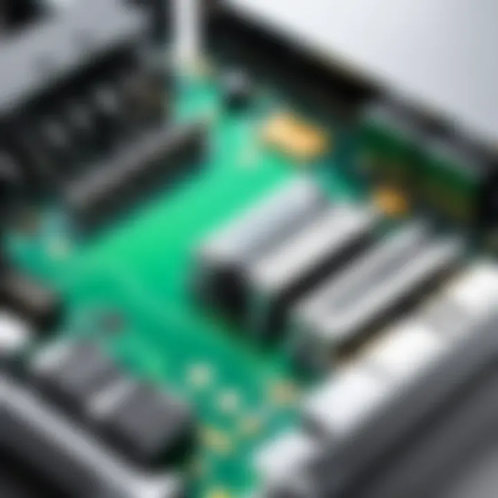 A close-up view of a SATA drive showcasing its connectors and design.