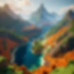 A stunning view of a Minecraft landscape showcasing diverse biomes