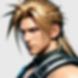 A detailed view of a character from Final Fantasy VII DLC showcasing intricate design