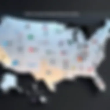 A map highlighting the locations of major laptop manufacturers in the USA.