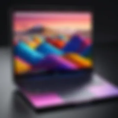 Close-up of the laptop's vibrant display highlighting its visual capabilities