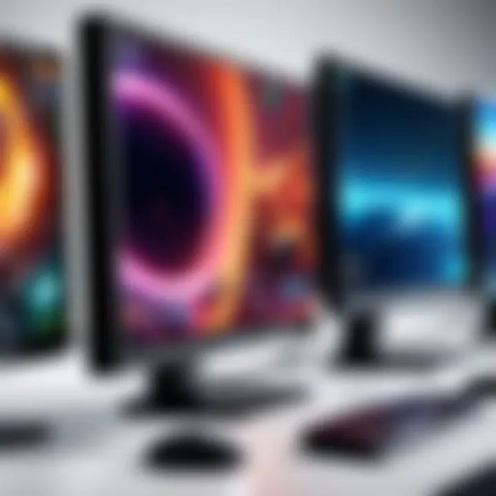 A selection of different types of gaming monitors on display