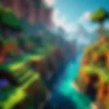 A vibrant Minecraft landscape showcasing the game's creative potential