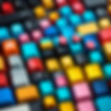 Colorful assortment of cute keycaps showcasing various designs and styles