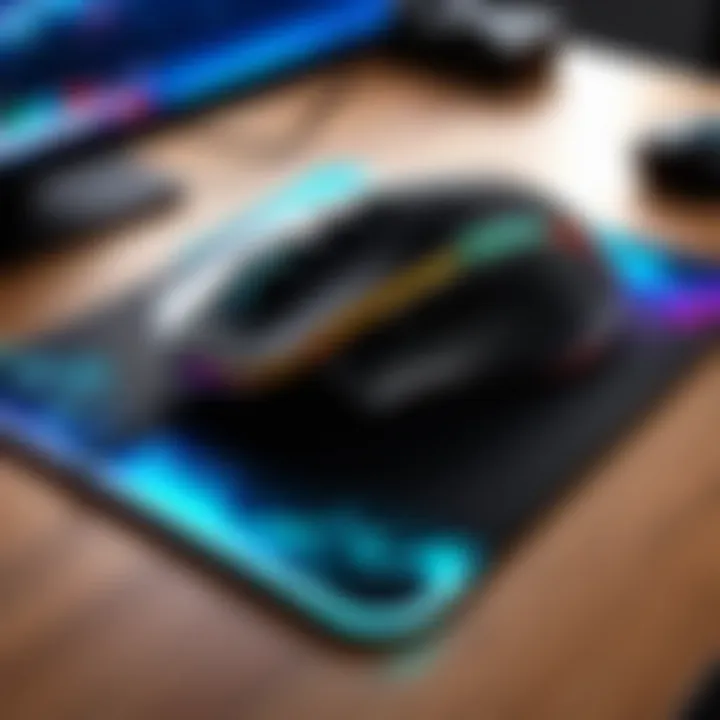 A gamer using a wireless RGB mouse pad during an intense gaming session