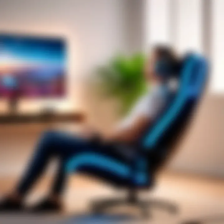 Gamer in a state of relaxation using a headrest