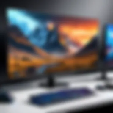 Sleek Gaming Setup Setup showcasing a sleek gaming monitor and desktop