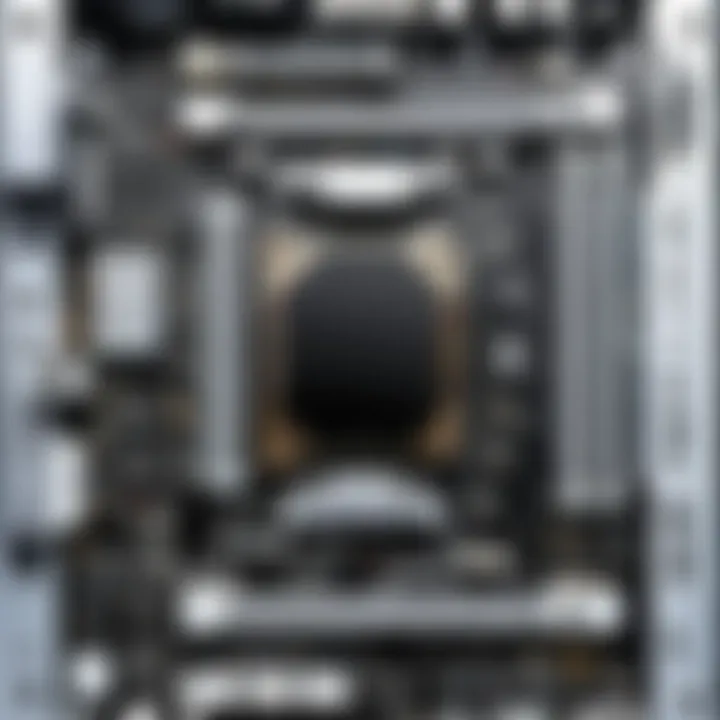 Detailed view of a gaming motherboard with components