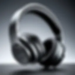 A sleek wireless headset with noise-cancellation features designed for laptop users.