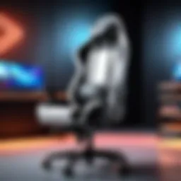 A sleek, modern high-end gaming chair showcasing its ergonomic design.