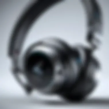 Close-up of Bluetooth headphones showcasing high-fidelity sound quality.