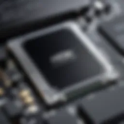 A close-up view of a high-performance SSD showcasing its sleek design and advanced technology.