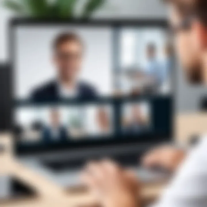 User enjoying video conferencing with a laptop