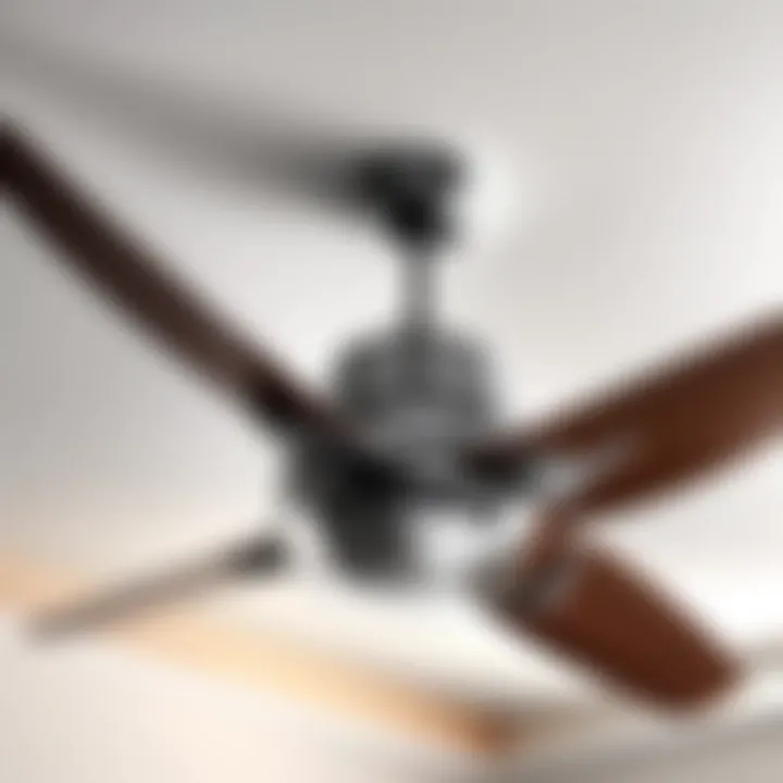 Sleek ceiling fan enhancing room ambiance