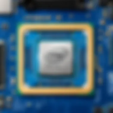 A detailed view of an Intel motherboard showcasing its advanced chipset.