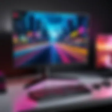 Detailed view of the LG UltraGear monitor's vibrant display in a gaming setup