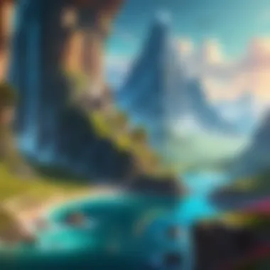 A vibrant fantasy landscape illustrating an epic adventure