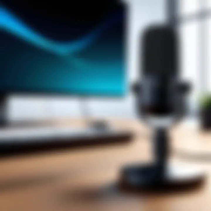 Minimalist desktop microphone on a sleek desk