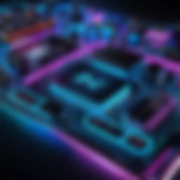 Abstract representation of gaming interface with neon lights