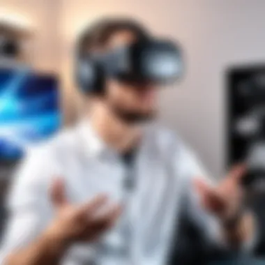 User Engaged in Virtual Reality Gaming User enjoying a virtual reality gaming experience